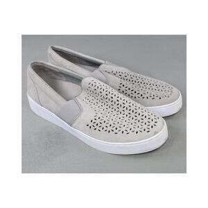 Vionic Shoes Womens Size 8 Gray Suede Slip On Perforated Platform Comfort Casual
